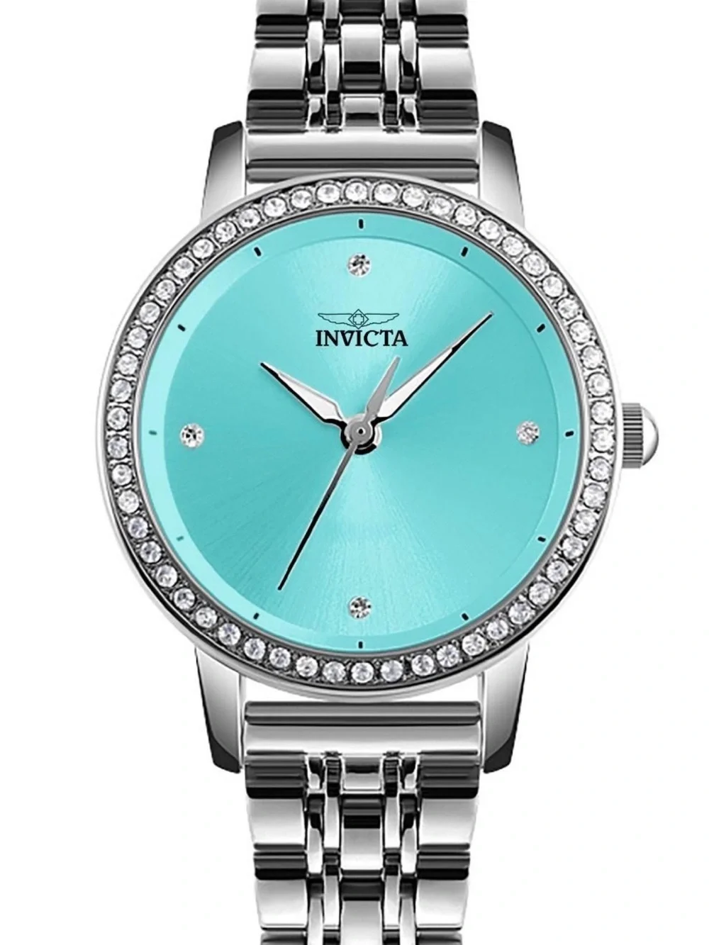 Invicta Women's Silver Quartz Bracelet 31mm  Celestial Watch with Turquoise Face